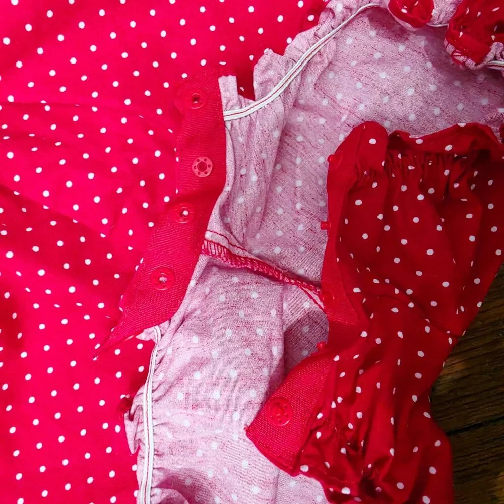 Goodlad Baby Girl Strawberry Polka Dot Bubble Romper – 12 Months